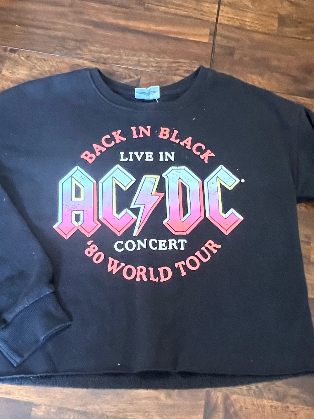 AC/DC Kids Black Sweatshirt with Pink and Blue Gradient Logo